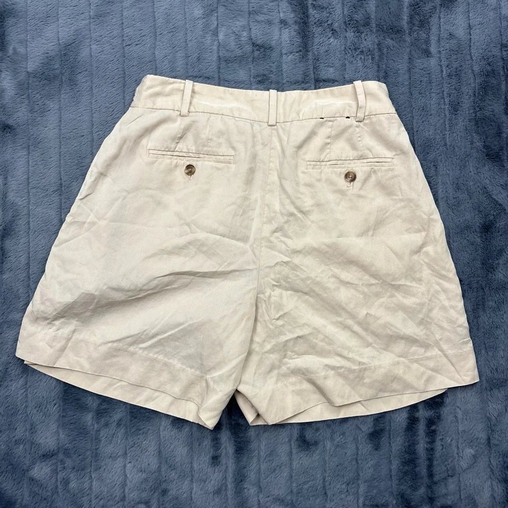 Banana Republic Womens Tan Beige Pleated Tencel Lyocell Shorts Size 8 High Rise